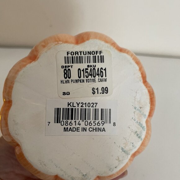 VTG Fortunoff Halloween Pumpkin Votive Candle Holders Jack O Lantern Set Of 2 - Picture 6 of 9